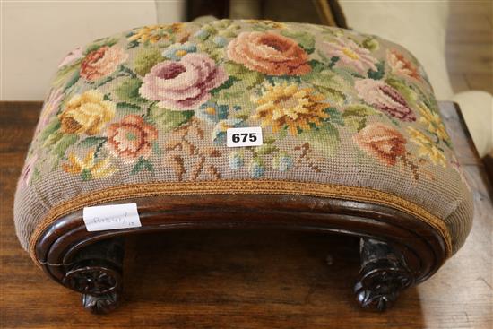 A William IV rosewood foot stool, W.47cm